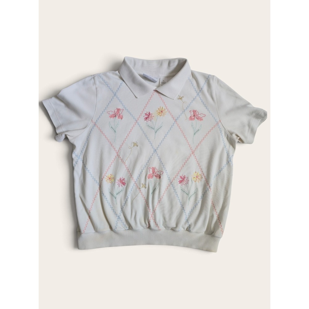 Alfred Dunner Vintage Style Blouse Floral Grandpacore Embroidered Cottagecore